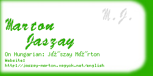 marton jaszay business card